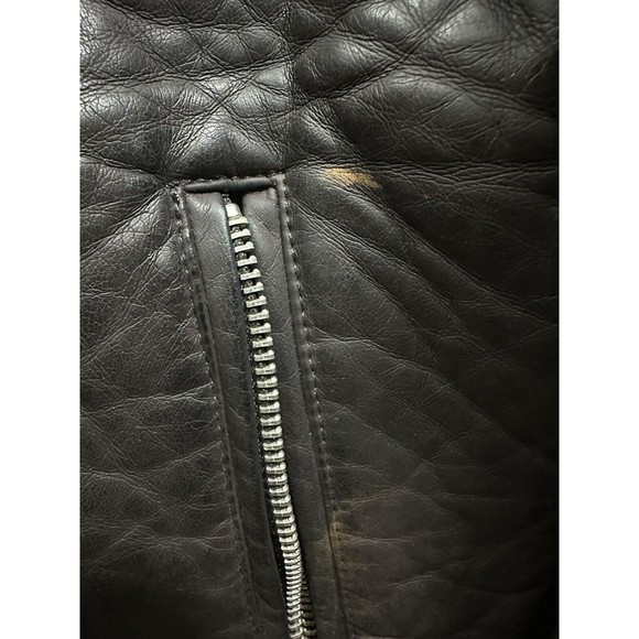 INC International Concepts Vegan Croc Brown Leather Moto Biker Zip Jacket S - Picture 9 of 10